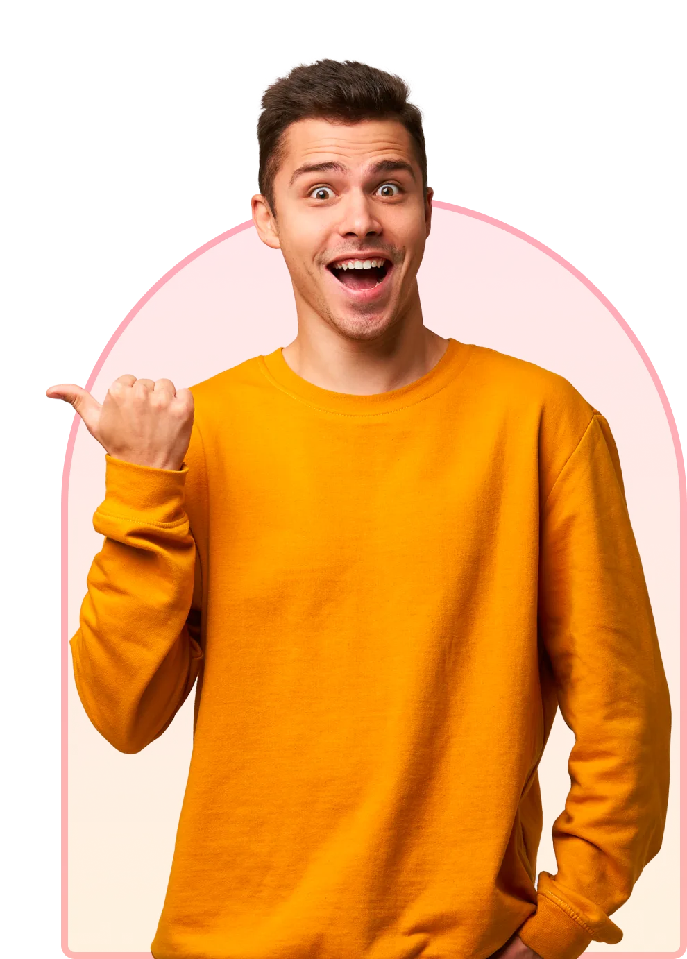 Happy man pointing